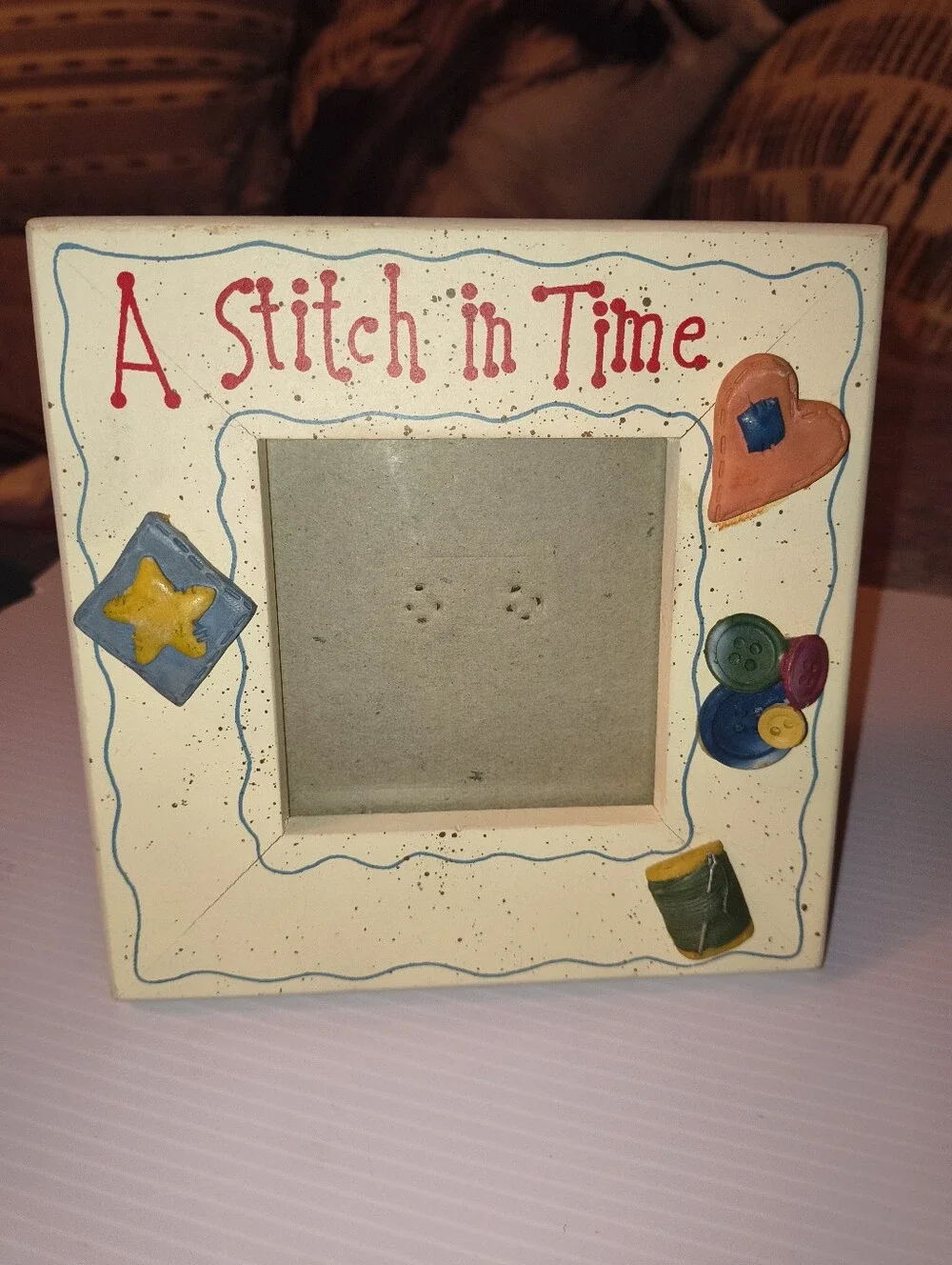 A Stitch in Time Ceramic Picture Frame - Cream